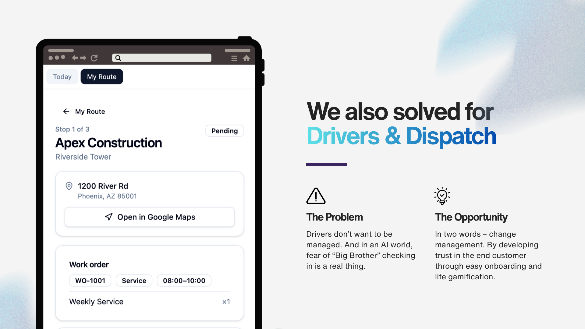 Solving for drivers & dispatch